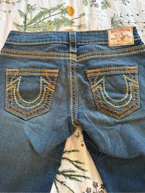 Y2K Vintage True Religion Carrie QT Super T Flare Jeans Size 26x34 Unaltered Hem